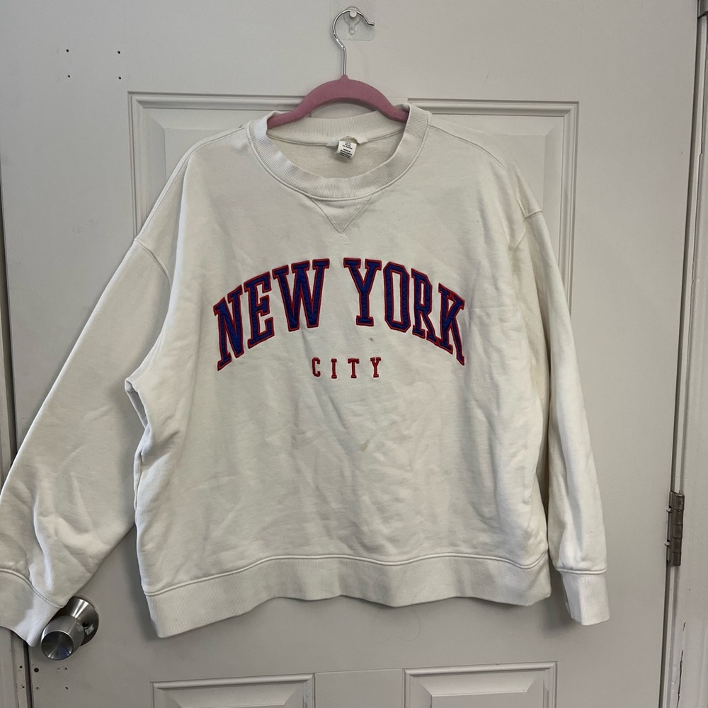 H&M Cream New York City Sweater